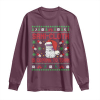 Sani-cloth Is Coming To Town Long Sleeve Shirt Funny Nurse Christmas - Wonder Print Shop