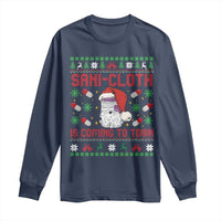 Sani-cloth Is Coming To Town Long Sleeve Shirt Funny Nurse Christmas - Wonder Print Shop