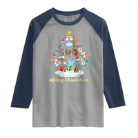 Christmas Nurse Tree Lights Raglan Shirt - Wonder Print Shop
