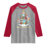 Christmas Nurse Tree Lights Raglan Shirt - Wonder Print Shop