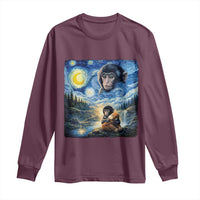 Punch Mokey Long Sleeve Shirt Viral Baby Monkey Starry Night Van Gogh
