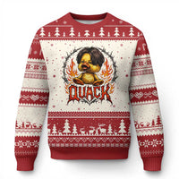 Funny Duck Metal Concert Ugly Christmas Sweater Rock Band Quack Meme