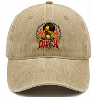 Funny Duck Metal Concert Washed Cotton Baseball Cap Rock Band Quack Meme