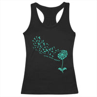 Sexual Assault Awareness Racerback Tank Top Teal Dandelion Ribbons