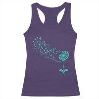 Sexual Assault Awareness Racerback Tank Top Teal Dandelion Ribbons
