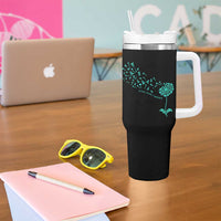 Sexual Assault Awareness Tumbler With Handle Teal Dandelion Ribbons