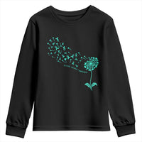 Sexual Assault Awareness Youth Sweatshirt Teal Dandelion Ribbons