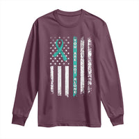 Sexual Assault Awareness Long Sleeve Shirt You Are Not Alone Ribbon Flag
