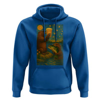 Funny Otter Drinking Beer Hoodie Van Gogh Starry Night - Wonder Print Shop
