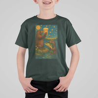 Funny Otter Drinking Beer T Shirt For Kid Van Gogh Starry Night - Wonder Print Shop