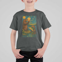 Funny Otter Drinking Beer T Shirt For Kid Van Gogh Starry Night - Wonder Print Shop
