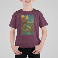 Funny Otter Drinking Beer T Shirt For Kid Van Gogh Starry Night - Wonder Print Shop
