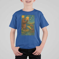 Funny Otter Drinking Beer T Shirt For Kid Van Gogh Starry Night - Wonder Print Shop