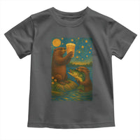 Funny Otter Drinking Beer Toddler T Shirt Van Gogh Starry Night - Wonder Print Shop