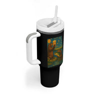 Funny Otter Drinking Beer Tumbler With Handle Van Gogh Starry Night