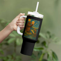 Funny Otter Drinking Beer Tumbler With Handle Van Gogh Starry Night