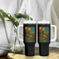 Funny Otter Drinking Beer Tumbler With Handle Van Gogh Starry Night