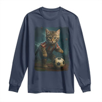 Funny Cat Soccer Ball Long Sleeve Shirt Cute Kitty Football Player Lover - Wonder Print Shop
