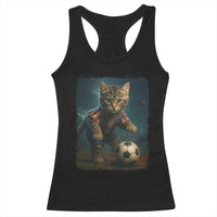 Funny Cat Soccer Ball Racerback Tank Top Cute Kitty Football Player Lover - Wonder Print Shop