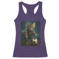 Funny Cat Soccer Ball Racerback Tank Top Cute Kitty Football Player Lover - Wonder Print Shop