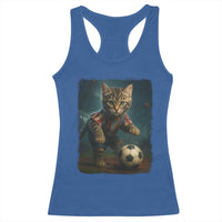 Funny Cat Soccer Ball Racerback Tank Top Cute Kitty Football Player Lover - Wonder Print Shop