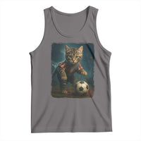 Funny Cat Soccer Ball Tank Top Cute Kitty Football Player Lover - Wonder Print Shop