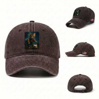 Funny Cat Soccer Ball Washed Cotton Baseball Cap Cute Kitty Football Player Lover