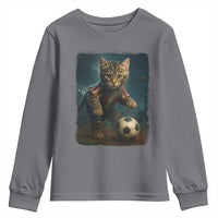 Funny Cat Soccer Ball Youth Sweatshirt Cute Kitty Football Player Lover - Wonder Print Shop