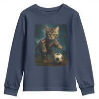 Funny Cat Soccer Ball Youth Sweatshirt Cute Kitty Football Player Lover - Wonder Print Shop