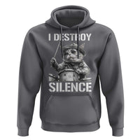 Funny Cat Rock Band Drummer Hoodie I Destroy Silence - Wonder Print Shop
