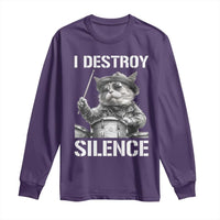 Funny Cat Rock Band Drummer Long Sleeve Shirt I Destroy Silence - Wonder Print Shop