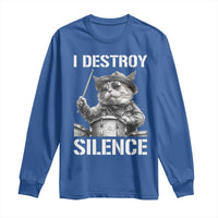 Funny Cat Rock Band Drummer Long Sleeve Shirt I Destroy Silence - Wonder Print Shop