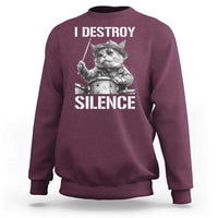 Funny Cat Rock Band Drummer Sweatshirt I Destroy Silence - Wonder Print Shop