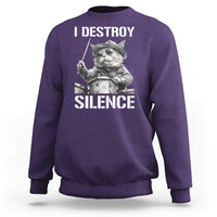 Funny Cat Rock Band Drummer Sweatshirt I Destroy Silence - Wonder Print Shop