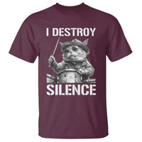 Funny Cat Rock Band Drummer T Shirt I Destroy Silence - Wonder Print Shop
