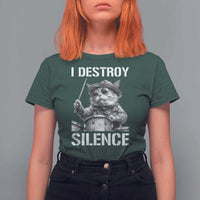 Funny Cat Rock Band Drummer T Shirt For Women I Destroy Silence - Wonder Print Shop