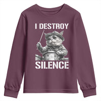 Funny Cat Rock Band Drummer Youth Sweatshirt I Destroy Silence - Wonder Print Shop