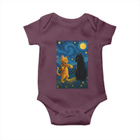 Cat Starry Night Baby Onesie Van Gogh Violin Kitty Lover - Wonder Print Shop