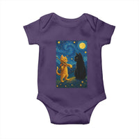 Cat Starry Night Baby Onesie Van Gogh Violin Kitty Lover - Wonder Print Shop