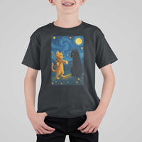 Cat Starry Night T Shirt For Kid Van Gogh Violin Kitty Lover - Wonder Print Shop