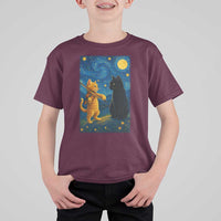 Cat Starry Night T Shirt For Kid Van Gogh Violin Kitty Lover - Wonder Print Shop