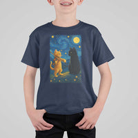 Cat Starry Night T Shirt For Kid Van Gogh Violin Kitty Lover - Wonder Print Shop