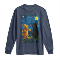 Cat Starry Night Long Sleeve Shirt Van Gogh Violin Kitty Lover - Wonder Print Shop