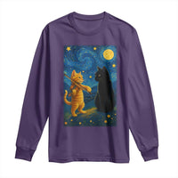 Cat Starry Night Long Sleeve Shirt Van Gogh Violin Kitty Lover - Wonder Print Shop