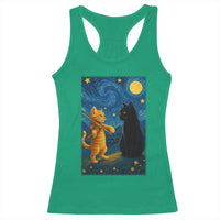 Cat Starry Night Racerback Tank Top Van Gogh Violin Kitty Lover - Wonder Print Shop