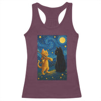 Cat Starry Night Racerback Tank Top Van Gogh Violin Kitty Lover - Wonder Print Shop