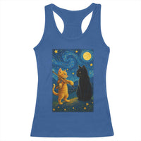 Cat Starry Night Racerback Tank Top Van Gogh Violin Kitty Lover - Wonder Print Shop