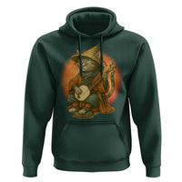 Japanese Samurai Cat Hoodie Retro Cat Playing Shamisen Art - Wonder Print Shop