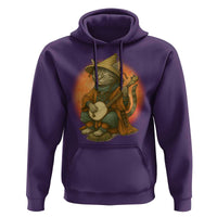 Japanese Samurai Cat Hoodie Retro Cat Playing Shamisen Art - Wonder Print Shop