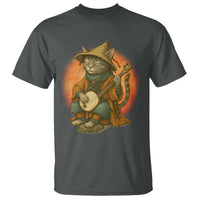 Japanese Samurai Cat T Shirt Retro Cat Playing Shamisen Art - Wonder Print Shop